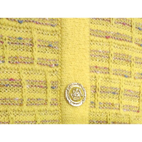 St John Collection Multicolor Yellow Button Front Cardigan Sweater Size 12 - Picture 9 of 16